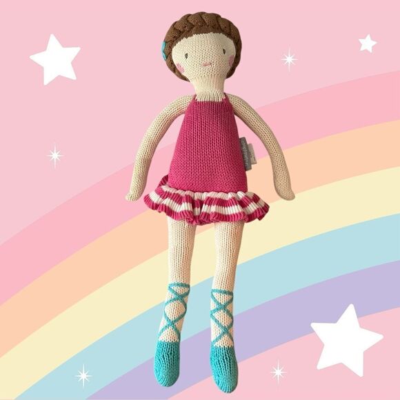 Pink Ballerina Doll. Knitted. The Land of Nod. 16” Excellent condition. - Picture 3 of 5